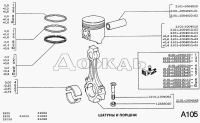 Biela, Lada 2101-07, todos Lada Niva 2121, 2101-1004045