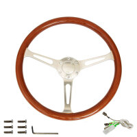 Large vintage wooden steering wheel, boat steering brown...