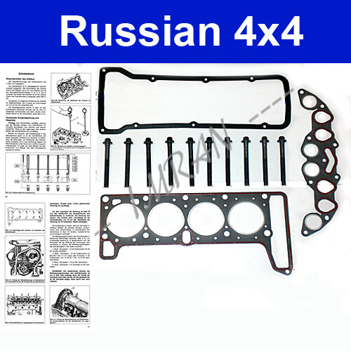 Reparatursatz Zylinderkopf, Lada Niva 21214 (1700ccm): Zylinderkopfschrauben + Dichtungen, mit  Drehmomentangabe