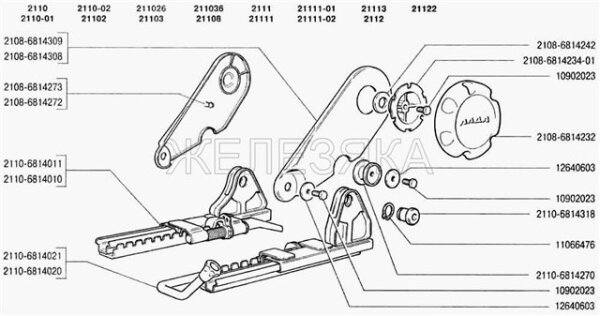 Sitzverstellung, Stellrad für Sitz verstärkt aus Metall Lada Niva 2121 und Samara 2108-6814234