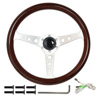 Large oldtimer wooden steering wheel, boat steering wheel...