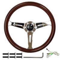 Large vintage wooden steering wheel, boat steering wheel...