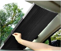 Sunshade for windshield, pleated blind, UV protection for cars and motorhomes, 46 cm wide, extendable to 120 cm