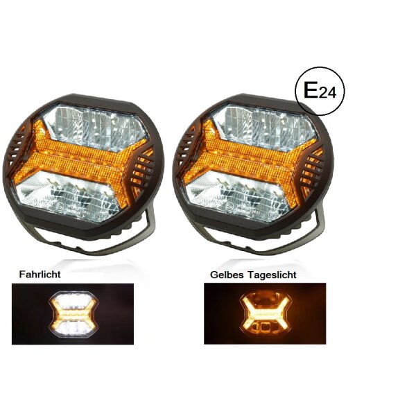 LED Zusatzscheinwerfer 2 St.Gelb, Starkes helles Licht, 14cm, Wasserdicht IP67 mit E-Zeichen