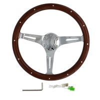 Holzlenkrad Oldtimer Lenkrad Braun mit Nieten,...