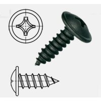 100 x sheet metal screws, steel, Phillips head, black...