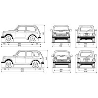 Dachgepäckträger auf die Regenrinnen, 2 Querstreben und Plattform 127cm x 96 cm für Lada Niva