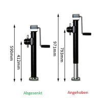 Schwenkbarer Anhänger-Stützfuß mit Seitenkurbel – bis 2,2 T Tragkraft, Hebehöhe 38cm