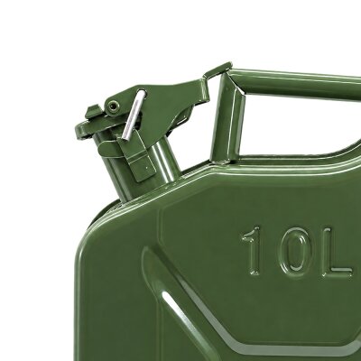 10L Stahl Jägergrün Kanister, Reservekanister Benzinkanister Metallkanister Reserve Tank für Benzin oder Wasser