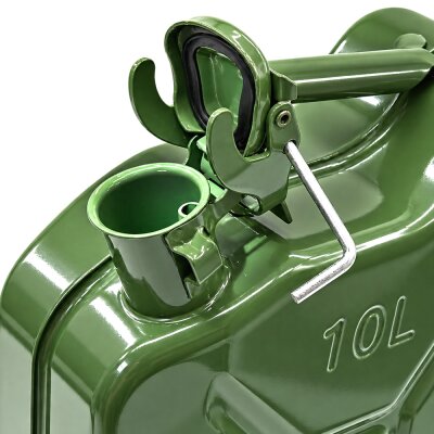 10L Stahl Jägergrün Kanister, Reservekanister Benzinkanister Metallkanister Reserve Tank für Benzin oder Wasser