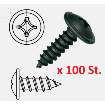 100 x Blechschrauben Stahlschrauben Kreuz selbstbohrend,...